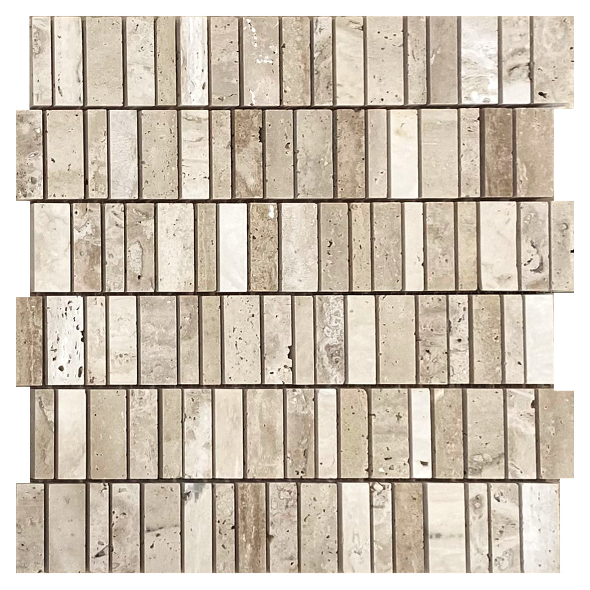Crema Travertine Montipellier Mosaic Honed Various Chip Size Sheet 298x303