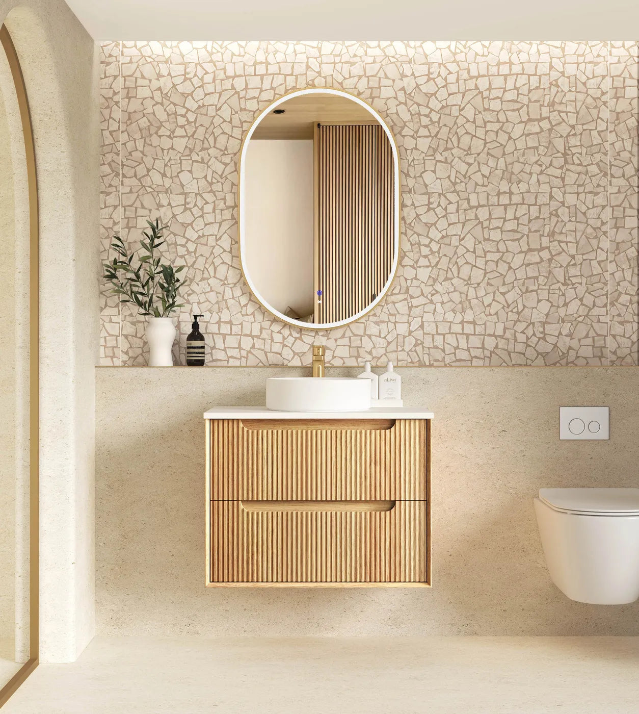 Byron Fluted 750mm Woodland Oak Wall Hung Vanity