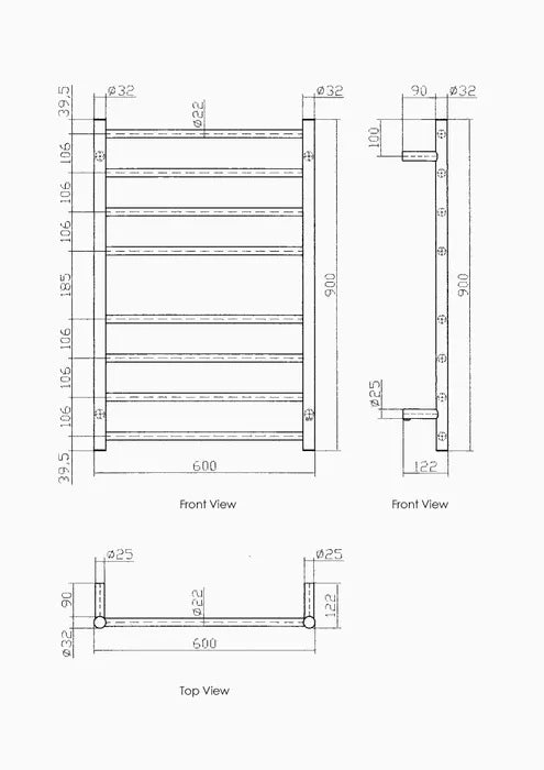 Round Stainless Steel Chrome Electric Heated Towel Rack 8 Bars Universal Inlet