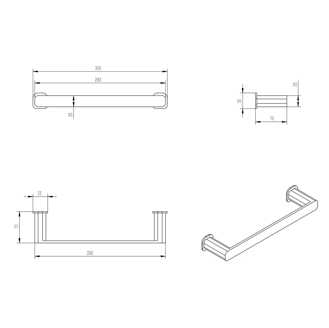 Oskar 300 Brushed Nickel Towel Bar