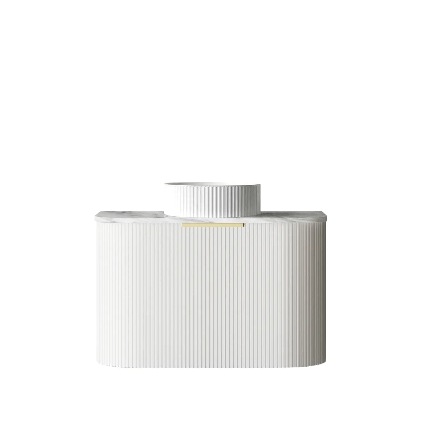 Bondi 750mm Satin White Fluted Wall Hung Curve Vanity (12TH & NTH Only)