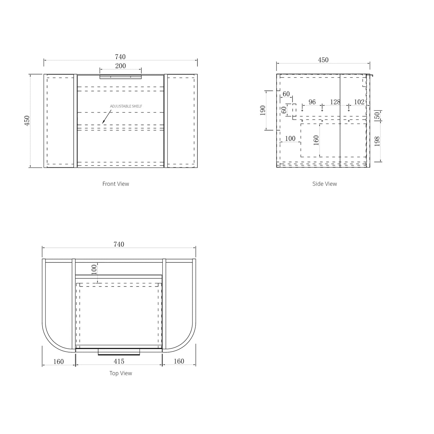 Bondi 750mm Natural Oak Wall Hung Curve Vanity (12TH & NTH Only)