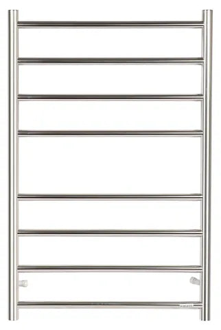 Round Stainless Steel Chrome Electric Heated Towel Rack 8 Bars Universal Inlet