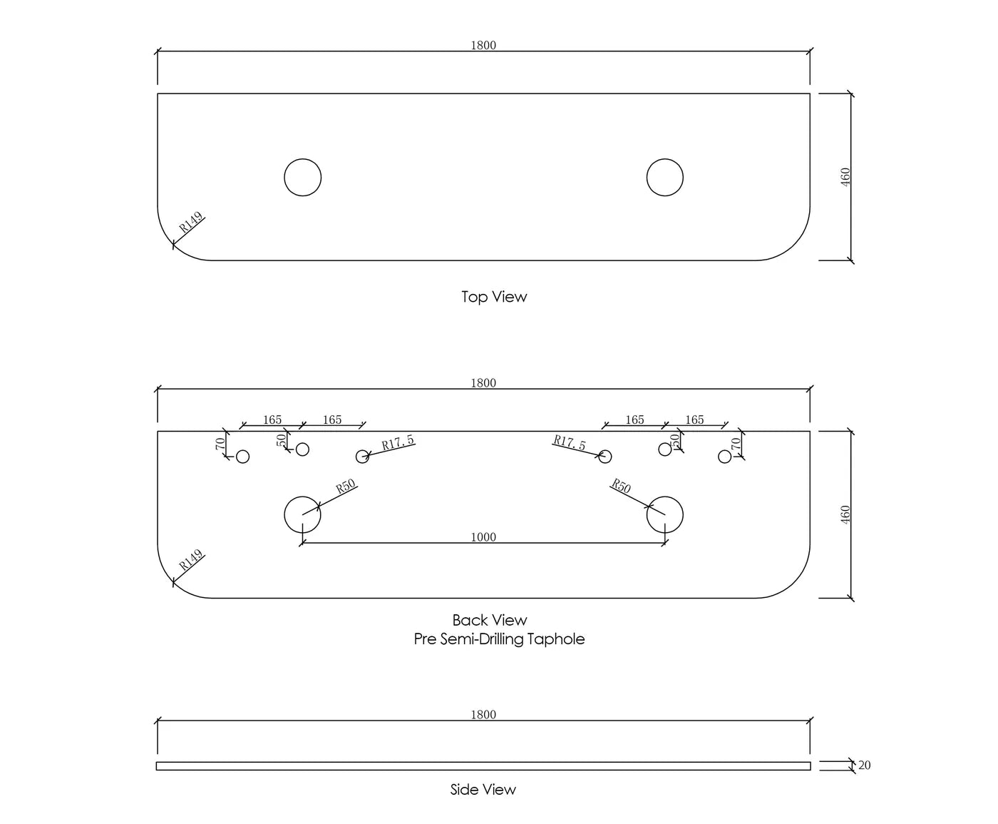 Bondi 1800mm Woodland Oak Fluted Curve Vanity