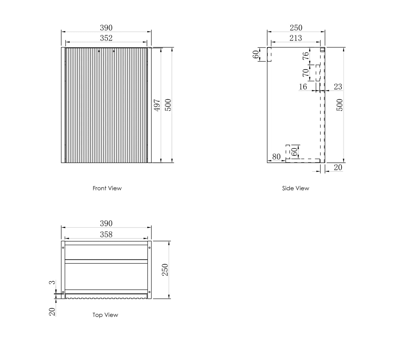 Mini Ensuite Vanity 400mm Matte White Fluted Vanity (with Basin)