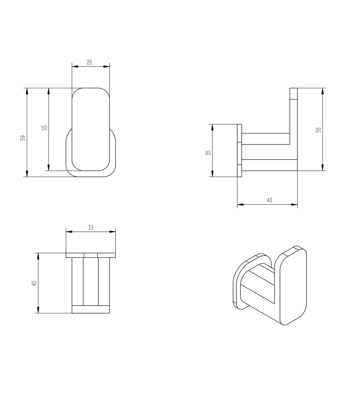 Oskar Brushed Nickel Robe Hook
