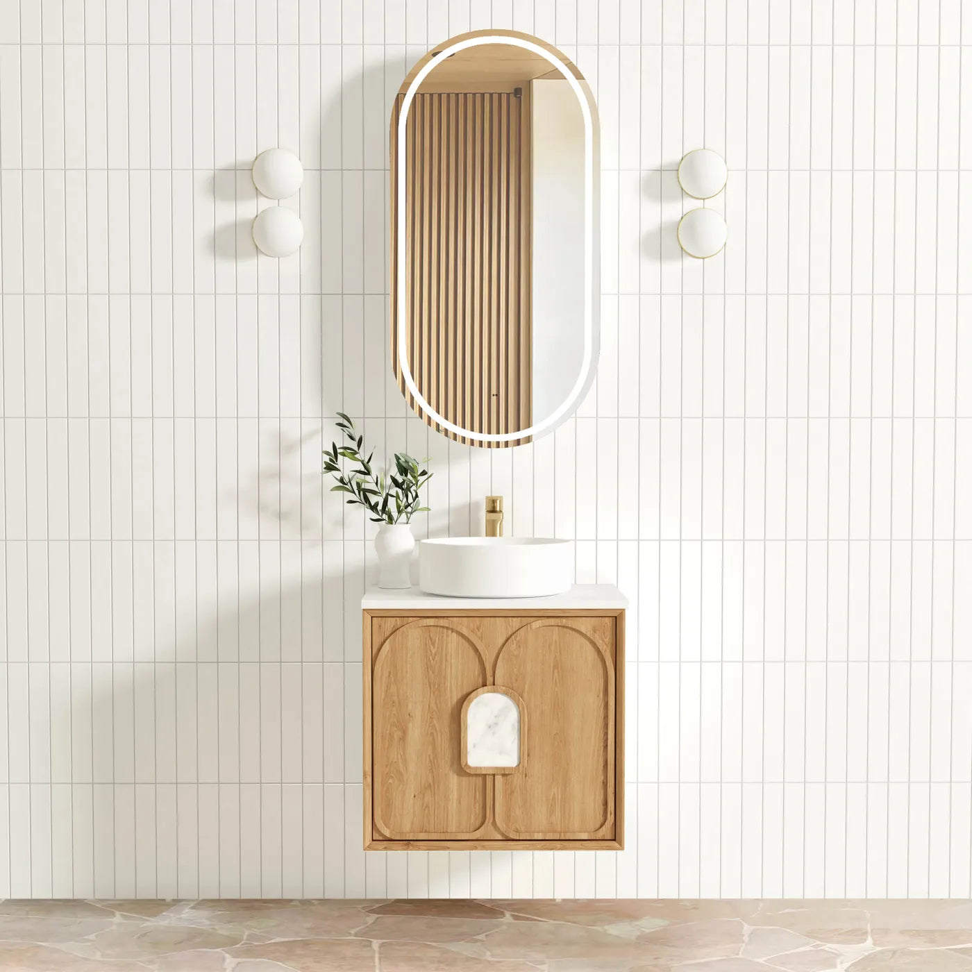 Laguna 600mm Natural American Oak Wall Hung Vanity