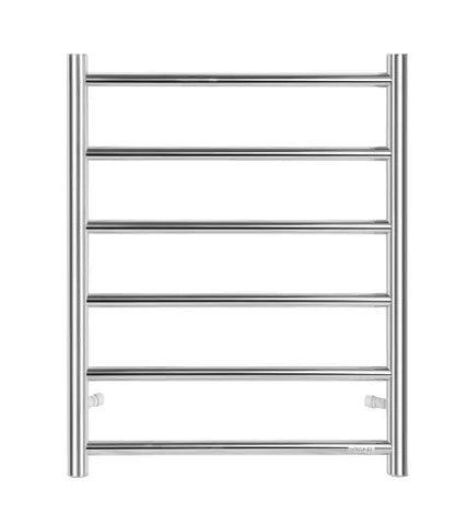 Round Stainless Steel Chrome Electric Heated Towel Rack 6 Bars Universal Inlet