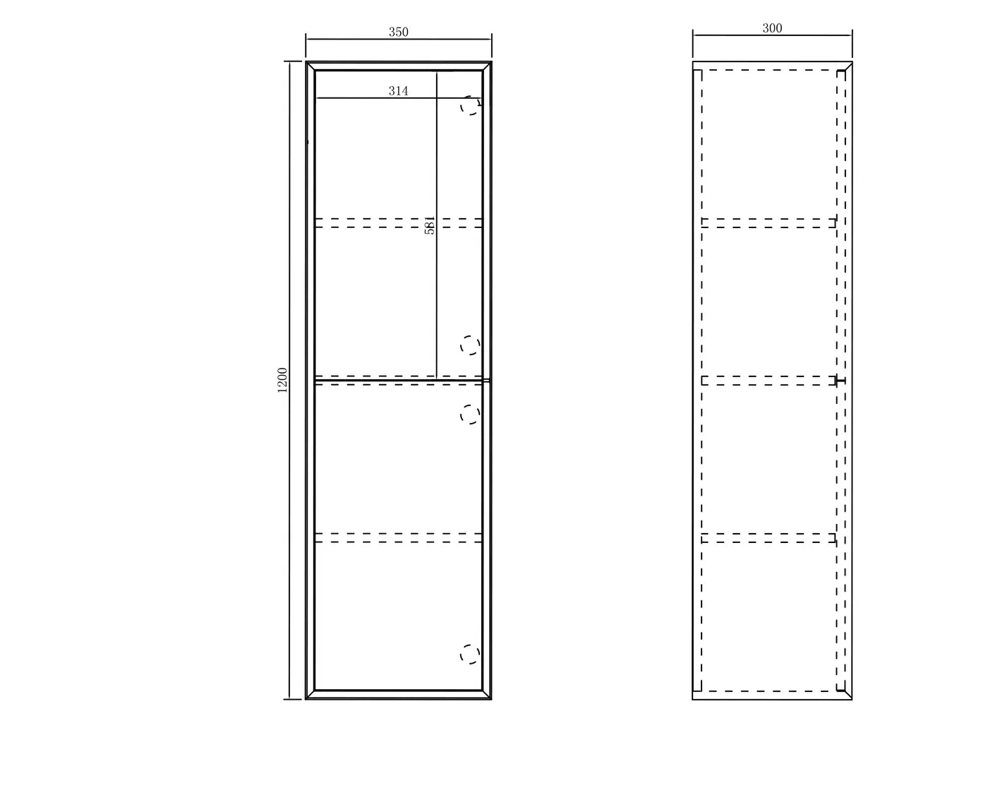 Noosa Tall Boy 350x300x1200 Matt White