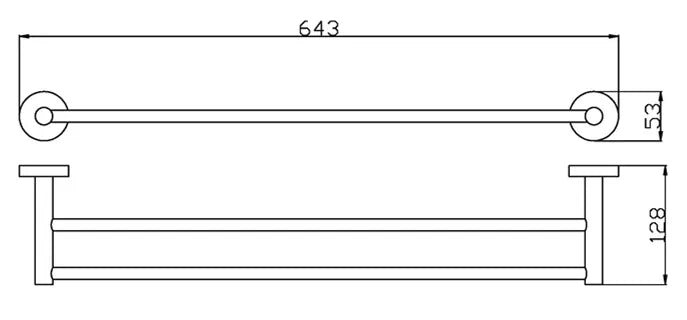 Rondo 600mm Black Double Towel Rail