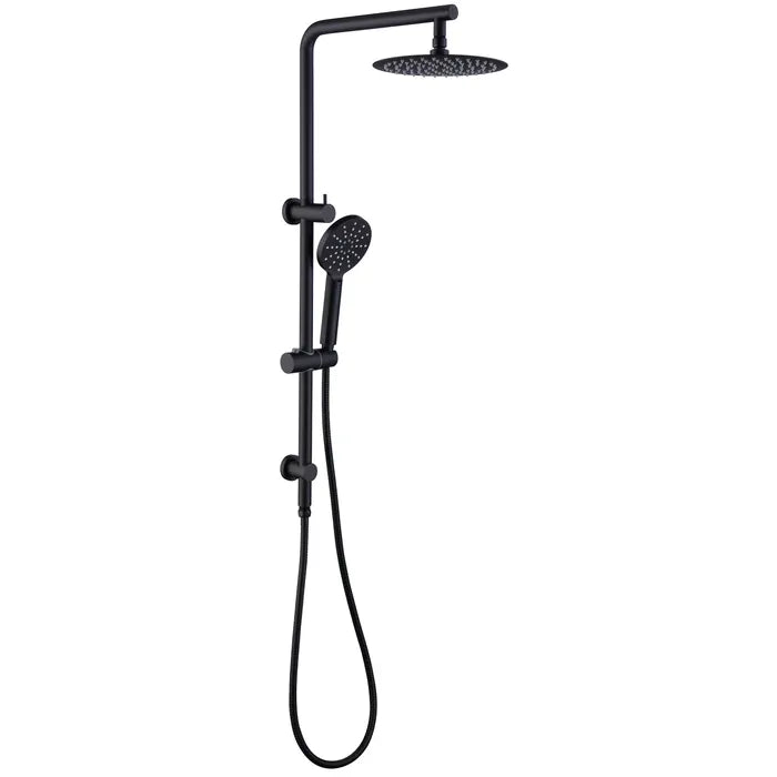 Pavia Twin Shower On Rail 250mm Shower Head Round Matte Black