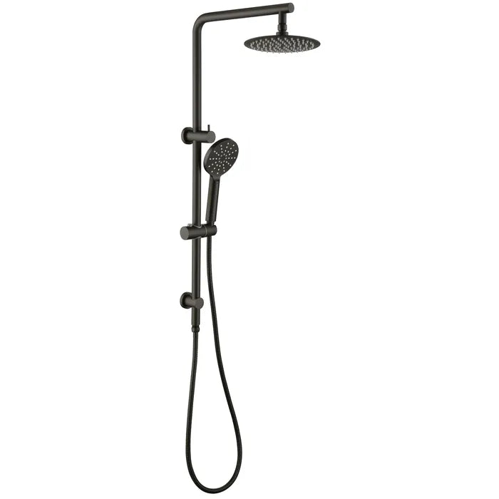 Pavia Twin Shower On Rail 200mm Shower Head Round Gunmetal