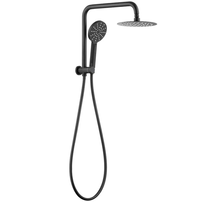 Pavia Compact Twin Shower with 200mm Round Head Matte Black