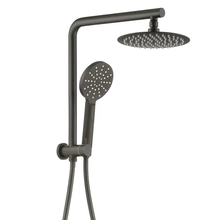 Pavia Compact Twin Shower with 200mm Round Head Gunmetal