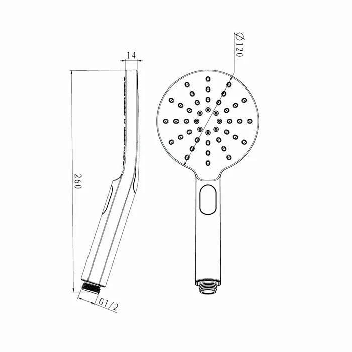 Pavia Chrome Shower Rail with Round Handheld Shower Piece