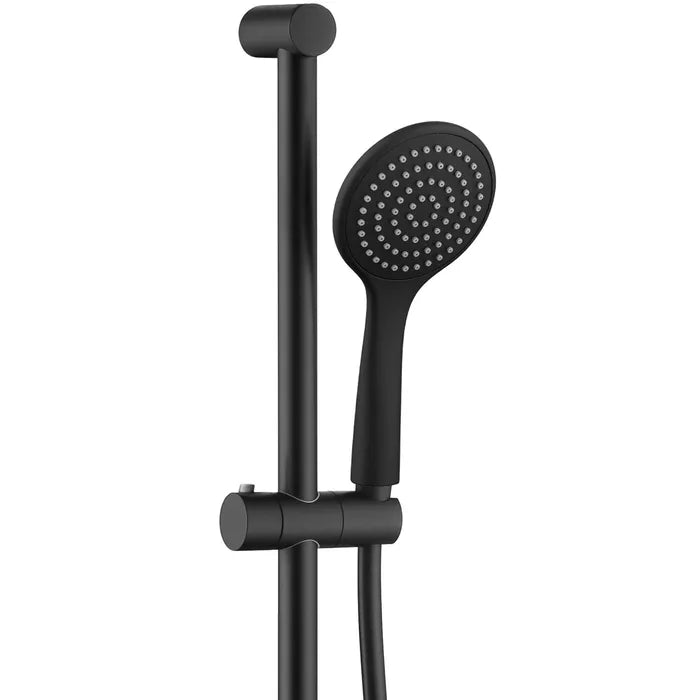Pavia Black Shower Rail with Round Handheld Shower Piece