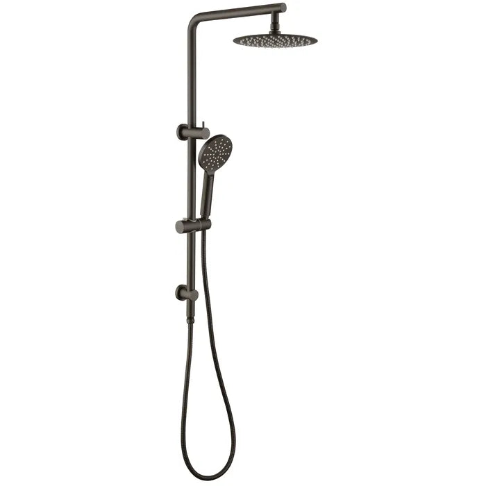 Pavia Twin Shower On Rail 250mm Shower Head Round Gunmetal
