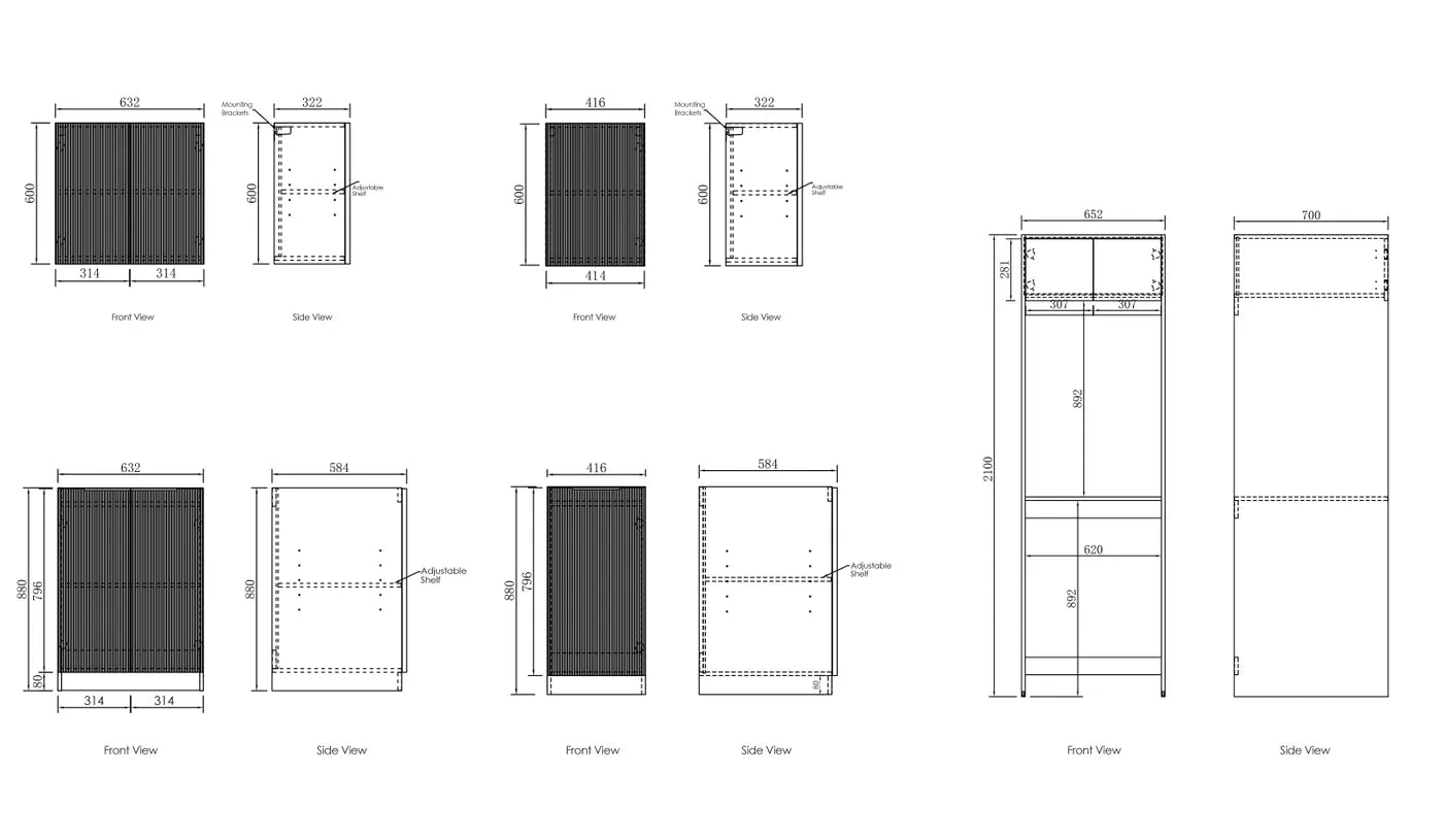 Bondi White Laundry Kit 1715x600x2100