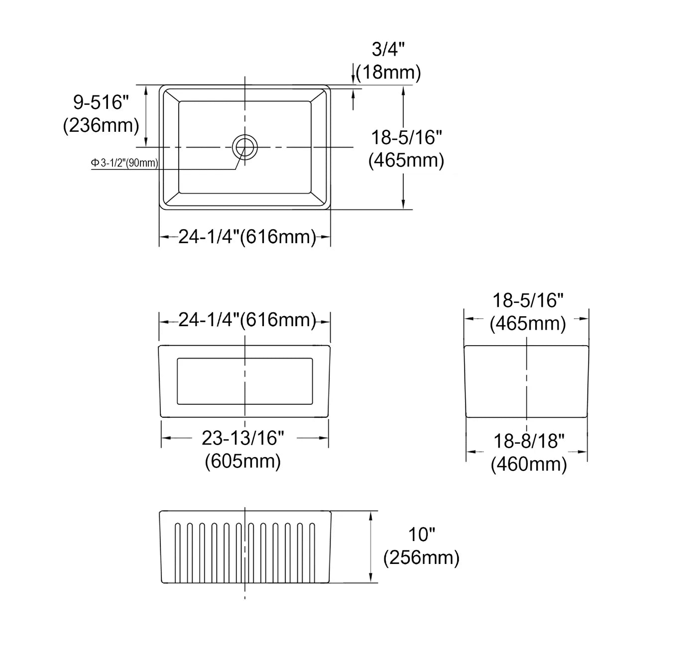 Hampshire 616x465x256 Butler Sink
