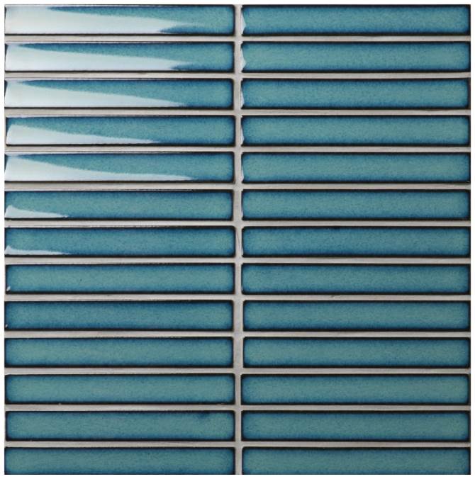 | Rakeen Concave Mosaic | Green Gloss Sheet Size - 293x296mm Chip Size - 20x145mm