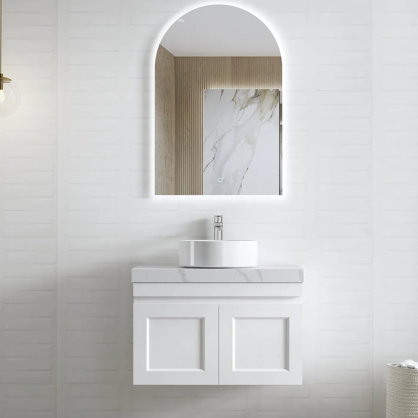 Hampton Mark II 750mm Satin White Wall Hung Vanity