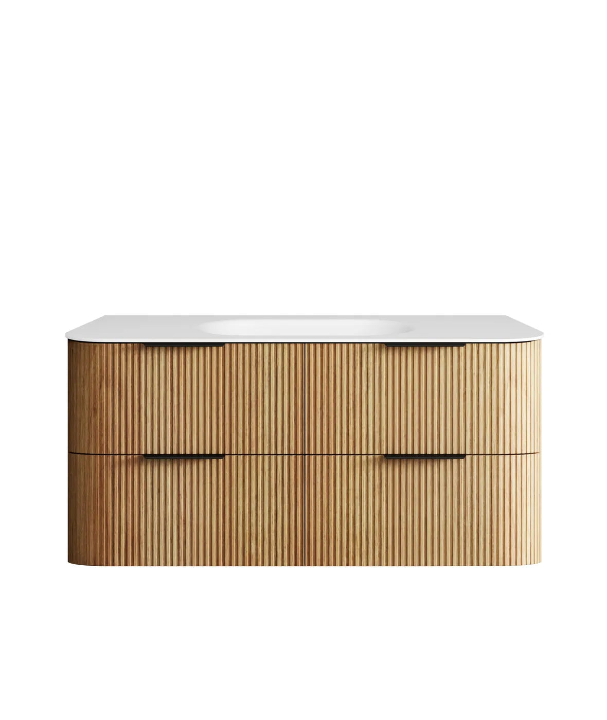 Havana Fluted 1200mm Woodland Oak Wall Hung Curve Vanity