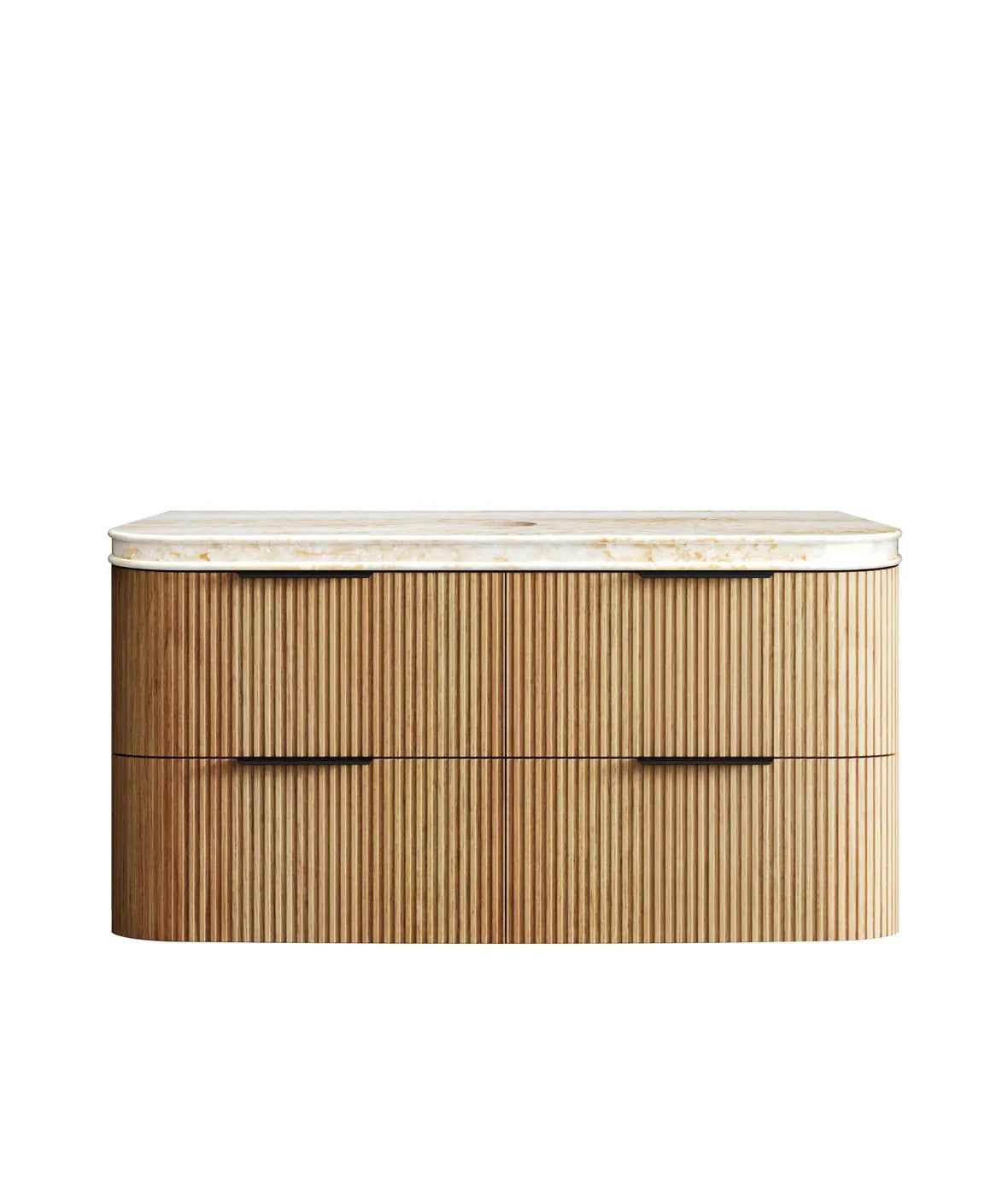 Havana Fluted 1200mm Woodland Oak Wall Hung Curve Vanity
