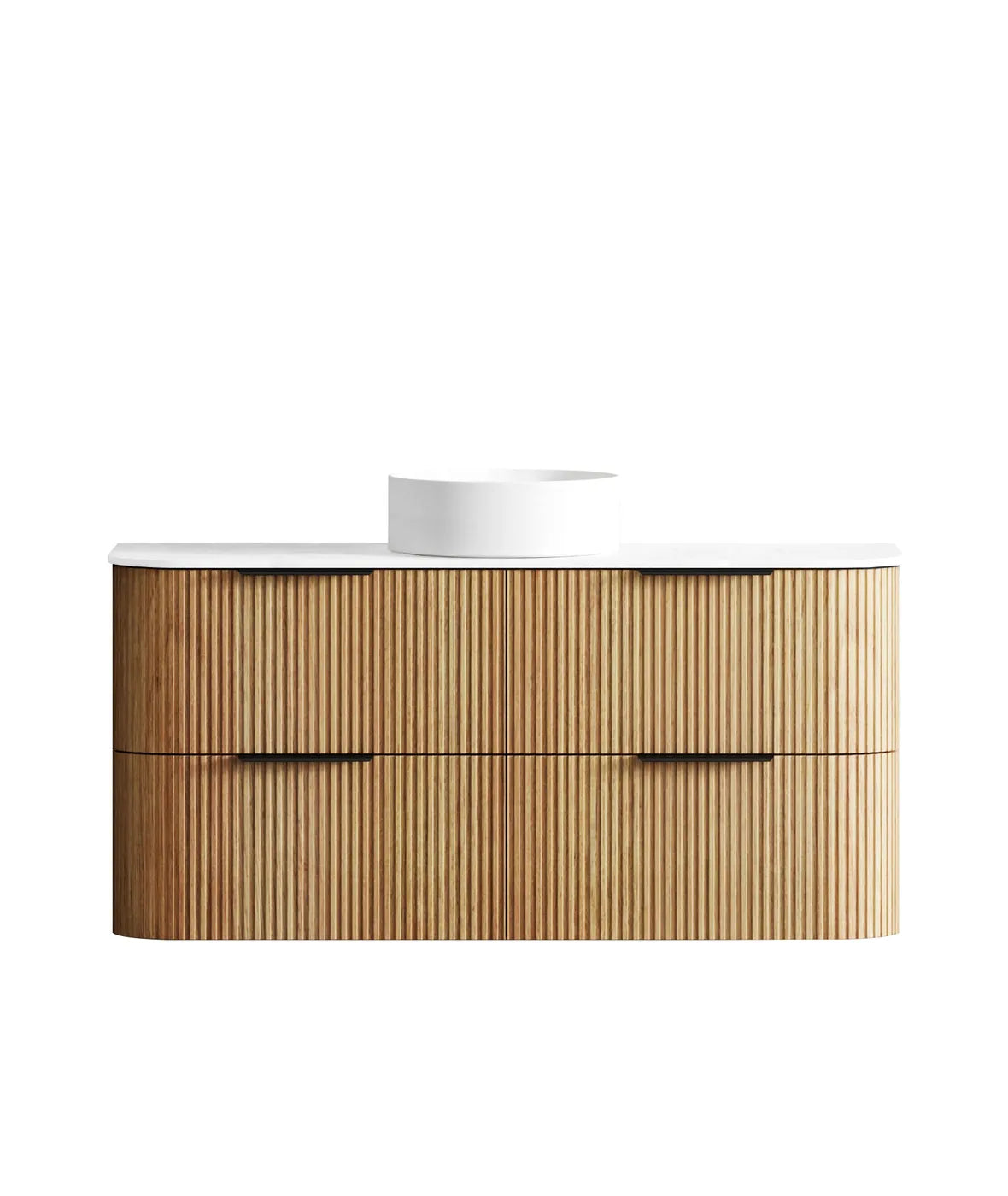 Havana Fluted 1200mm Woodland Oak Wall Hung Curve Vanity