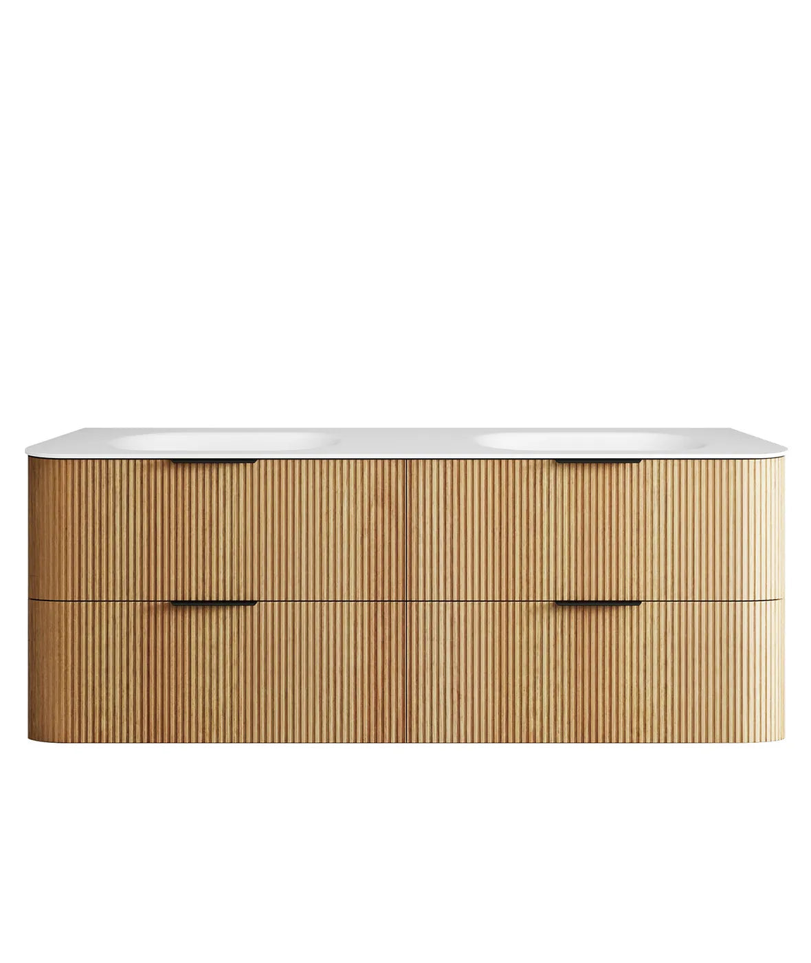 Havana Fluted 1500mm Woodland Oak Wall Hung Curve Vanity