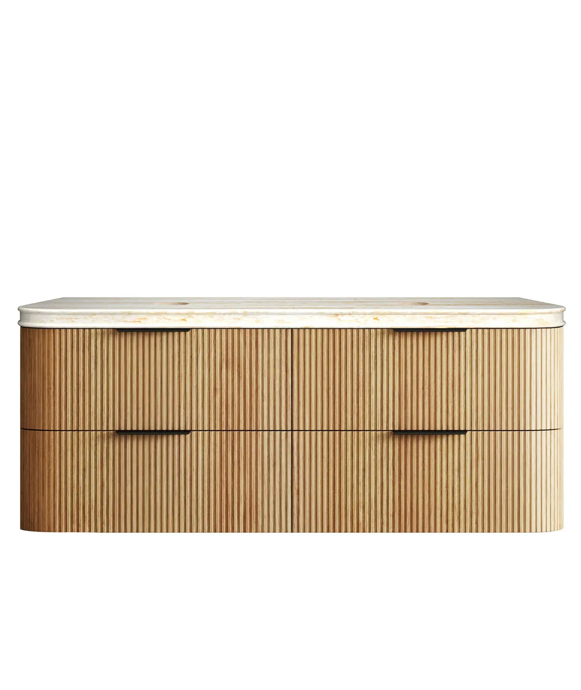 Havana Fluted 1500mm Woodland Oak Wall Hung Curve Vanity