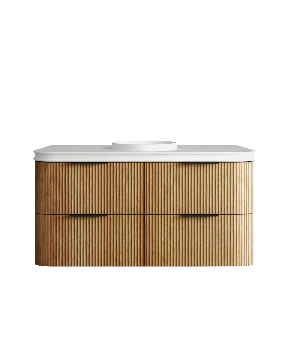 Havana Fluted 1500mm Woodland Oak Wall Hung Curve Vanity