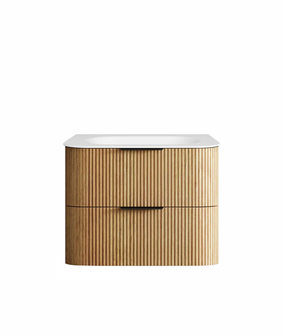 Havana Fluted 750mm Woodland Oak Wall Hung Curve Vanity