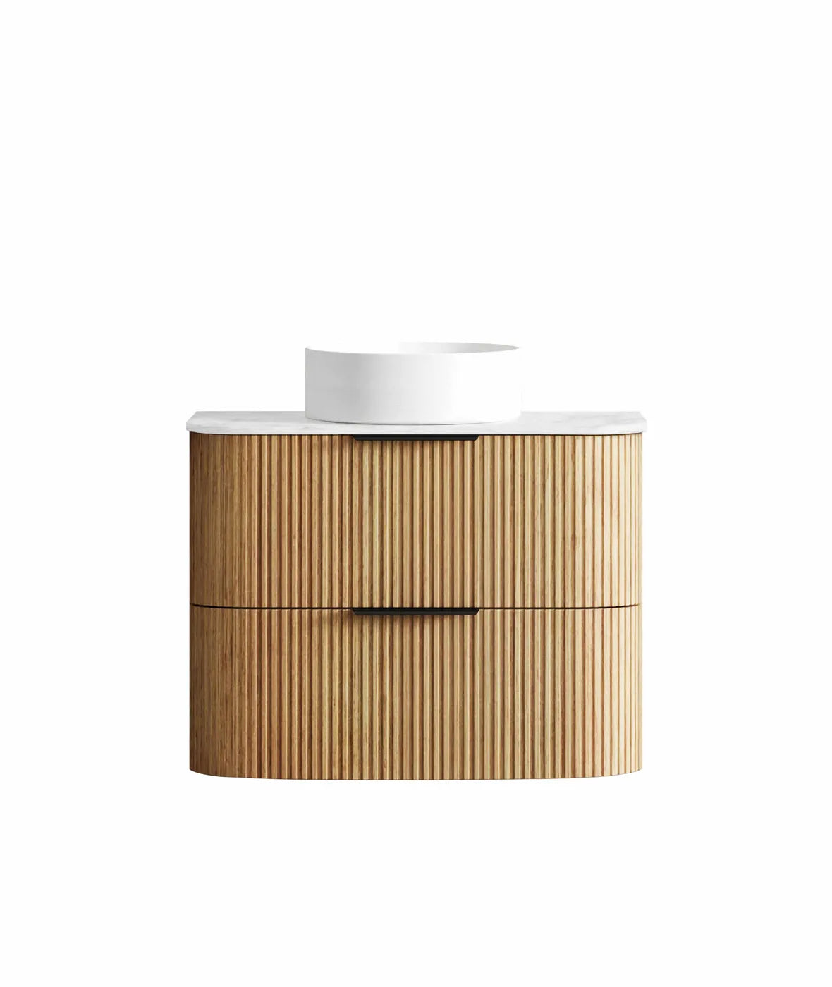 Havana Fluted 750mm Woodland Oak Wall Hung Curve Vanity