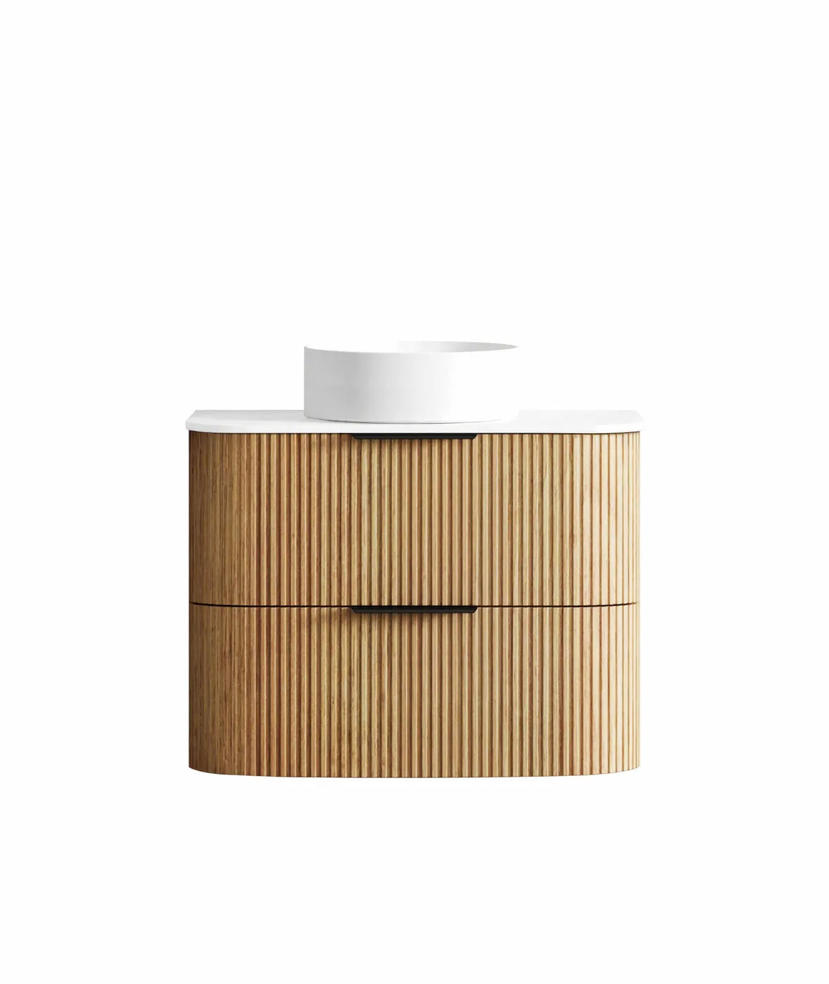 Havana Fluted 750mm Woodland Oak Wall Hung Curve Vanity