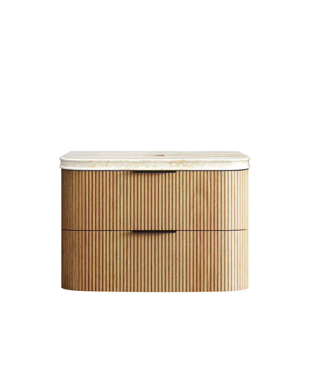 Havana Fluted 900mm Woodland Oak Wall Hung Curve Vanity