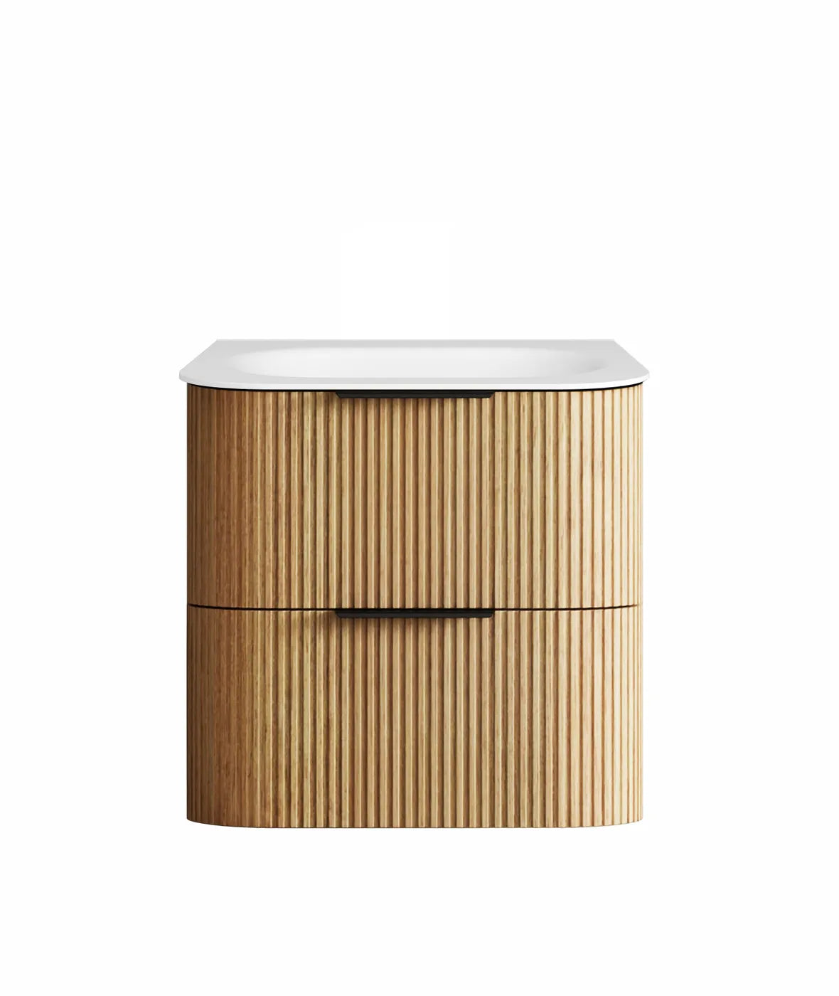 Havana Fluted 600mm Woodland Oak Wall Hung Curve Vanity