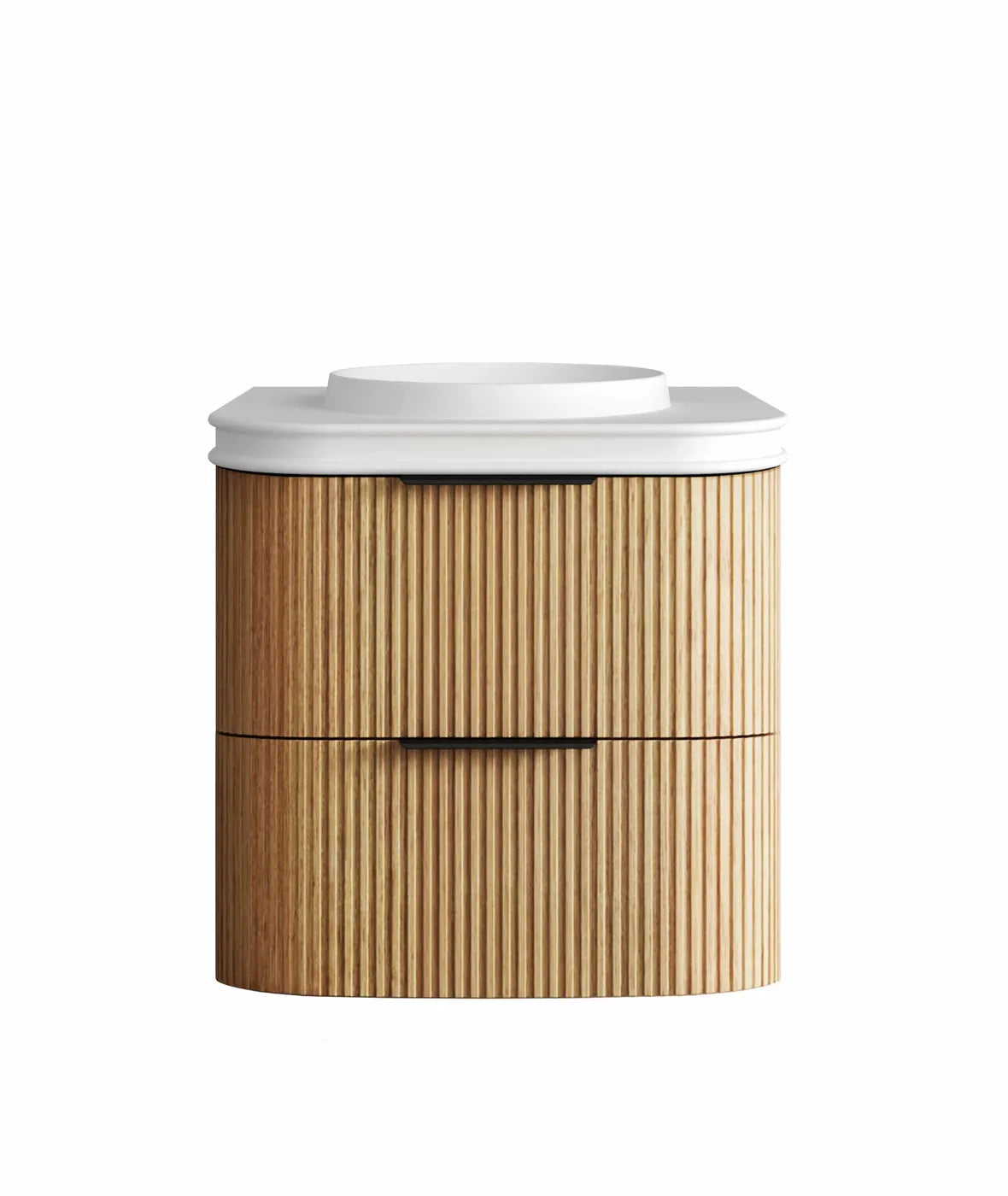 Havana Fluted 600mm Woodland Oak Wall Hung Curve Vanity