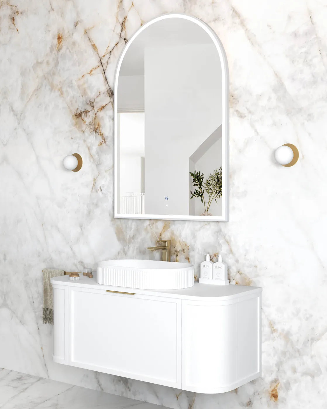 LED Archie 1200(H)x800(W) White Metal Frame Mirror