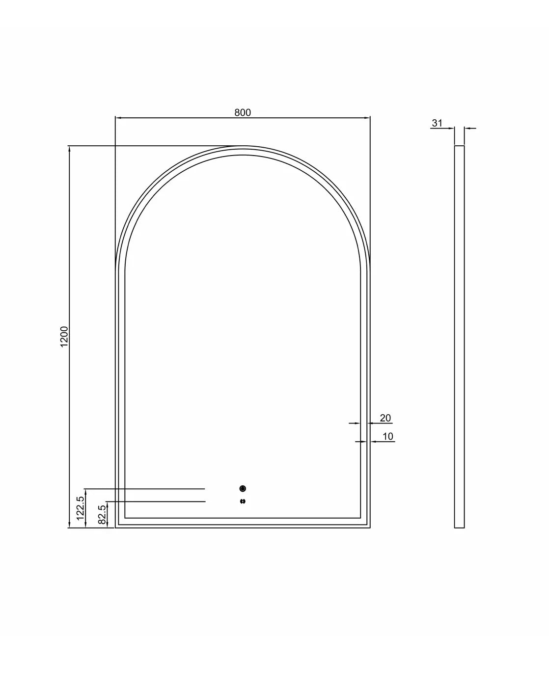 LED Archie 1500(H)x1000(W) Black Metal Frame Mirror