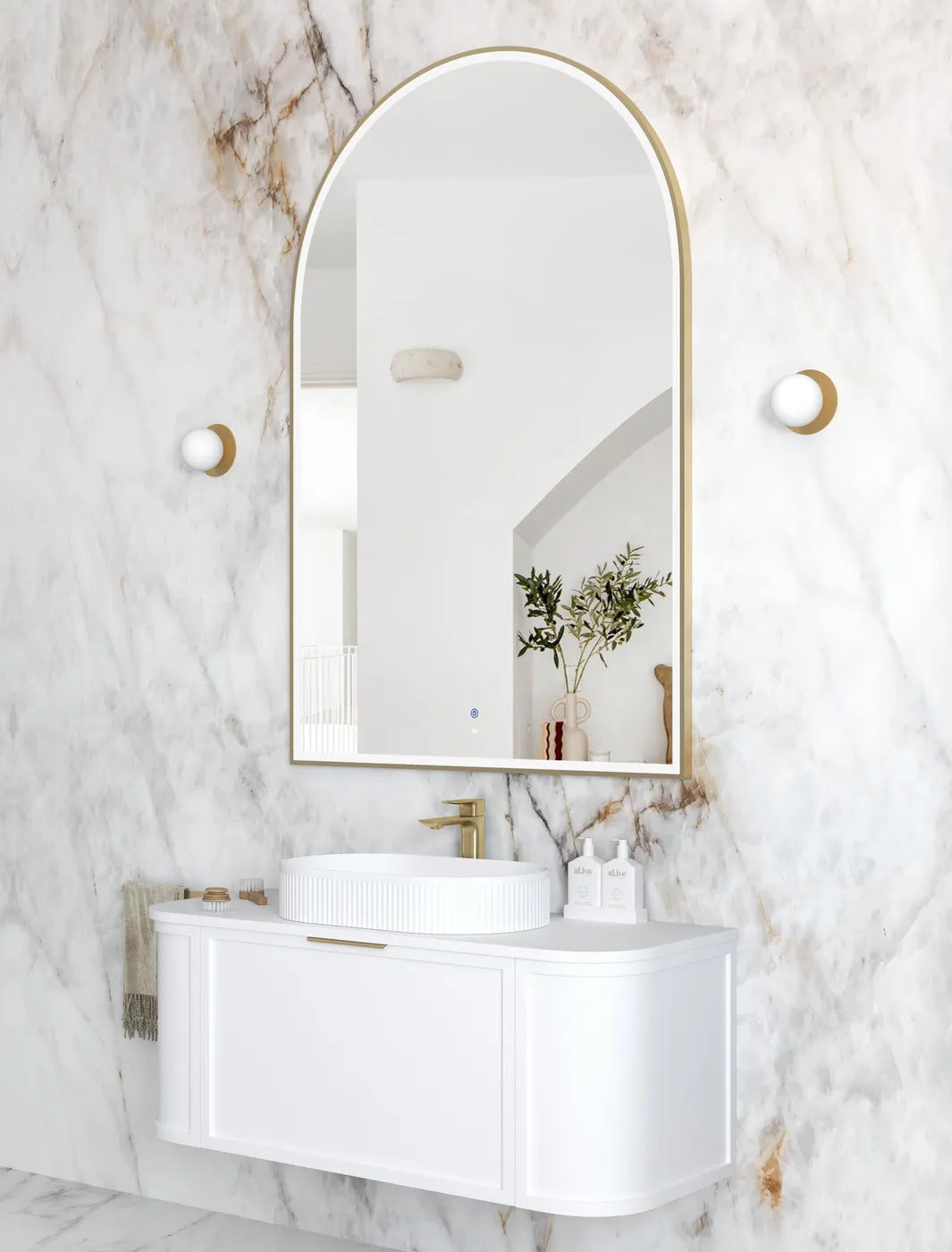 LED Archie 1500(H)x1000(W) Gold Metal Frame Mirror