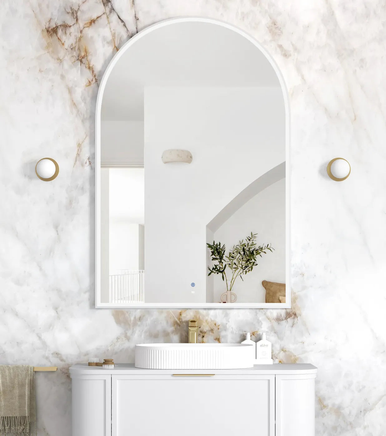 LED Archie 1500(H)x1000(W) White Metal Frame Mirror