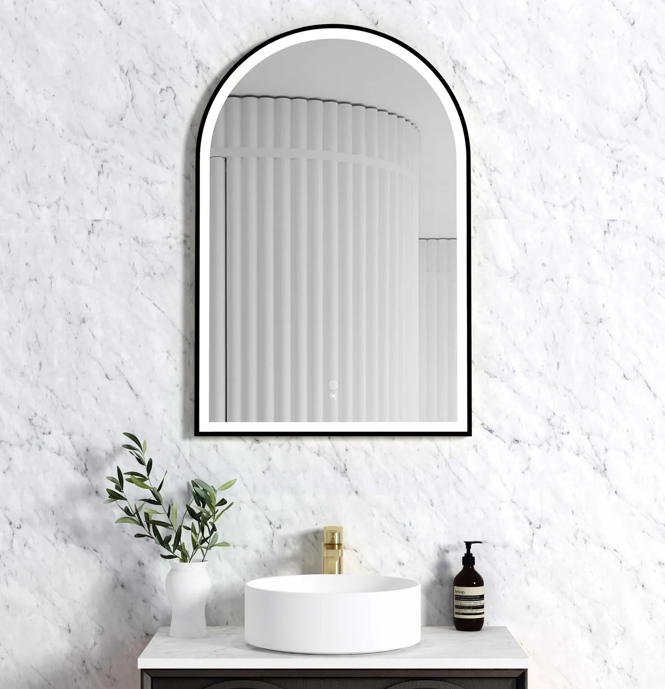 LED Archie Mirror 900x600 – Black Metal Frame Bathroom Mirror with Integrated Lighting