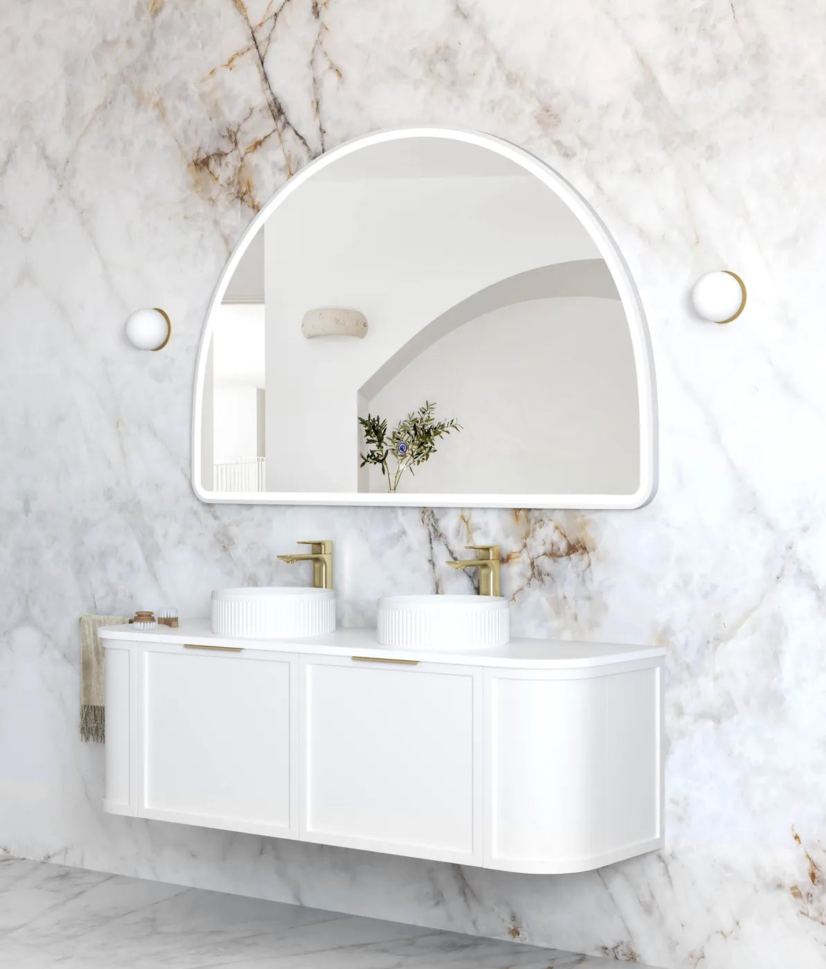LED Moonlight Archie 1000(H)x1500(W) White Metal Frame Tuffi Mirror