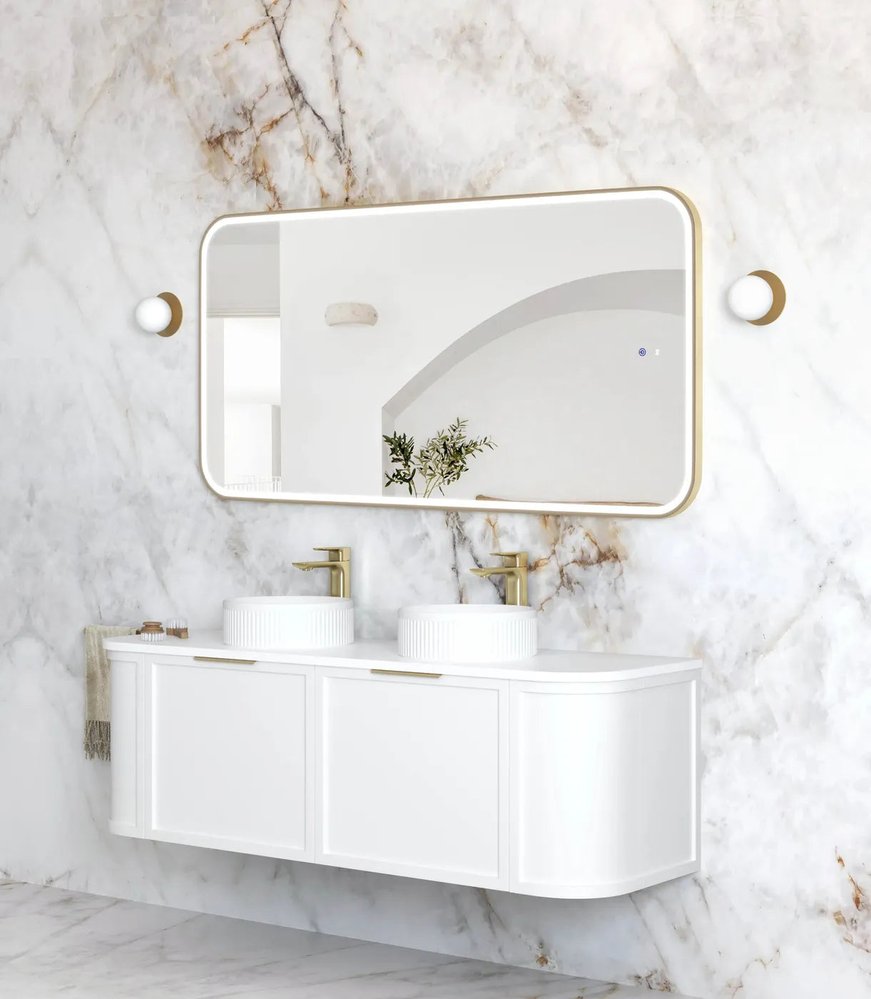 LED Newport 1500(W)x750(H) Gold Metal Frame Mirror- Install Horizontal or Vertical