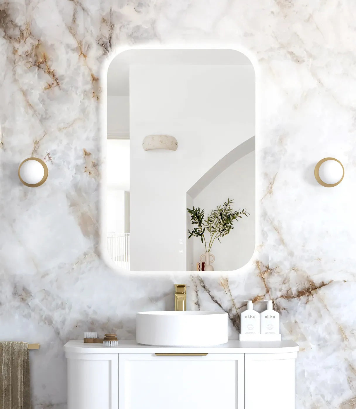 LED Newport 900(H)x600(W) Frameless Back Lit Tuffi Mirror - Install Horizontal or Vertical