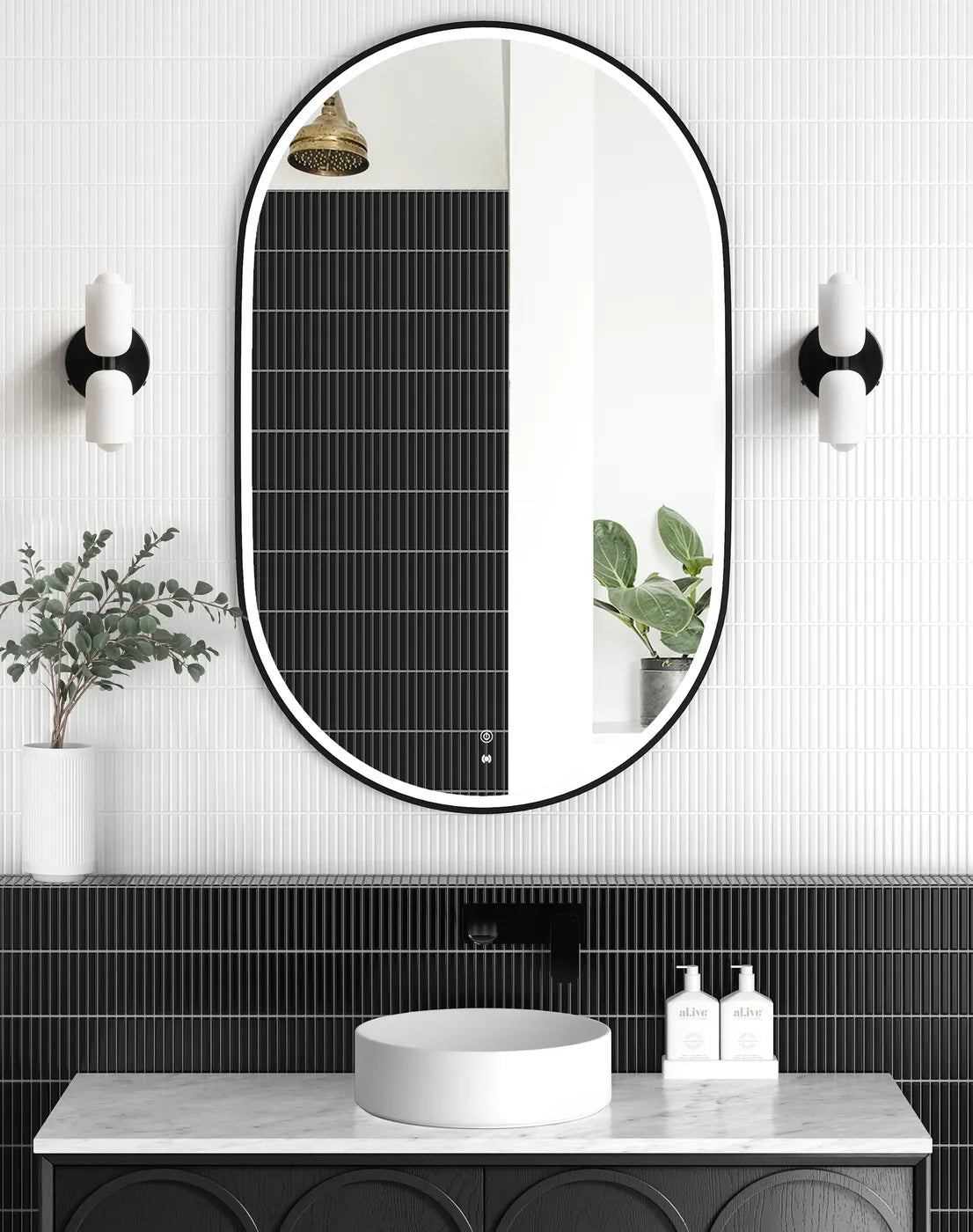 Black LED Noosa 900(H)x600(W) Metal Frame Tuffi Mirror