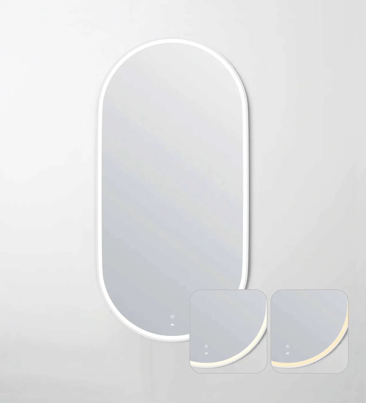 LED Noosa 1500(W)x750(H) White Metal Frame Tuffi Mirror- Install Horizontal or Vertical
