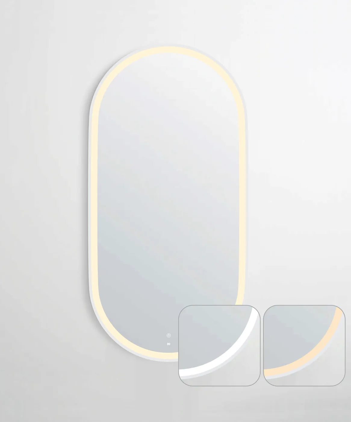 LED Noosa 900(H)x450(W) White Metal Frame Tuffi Mirror