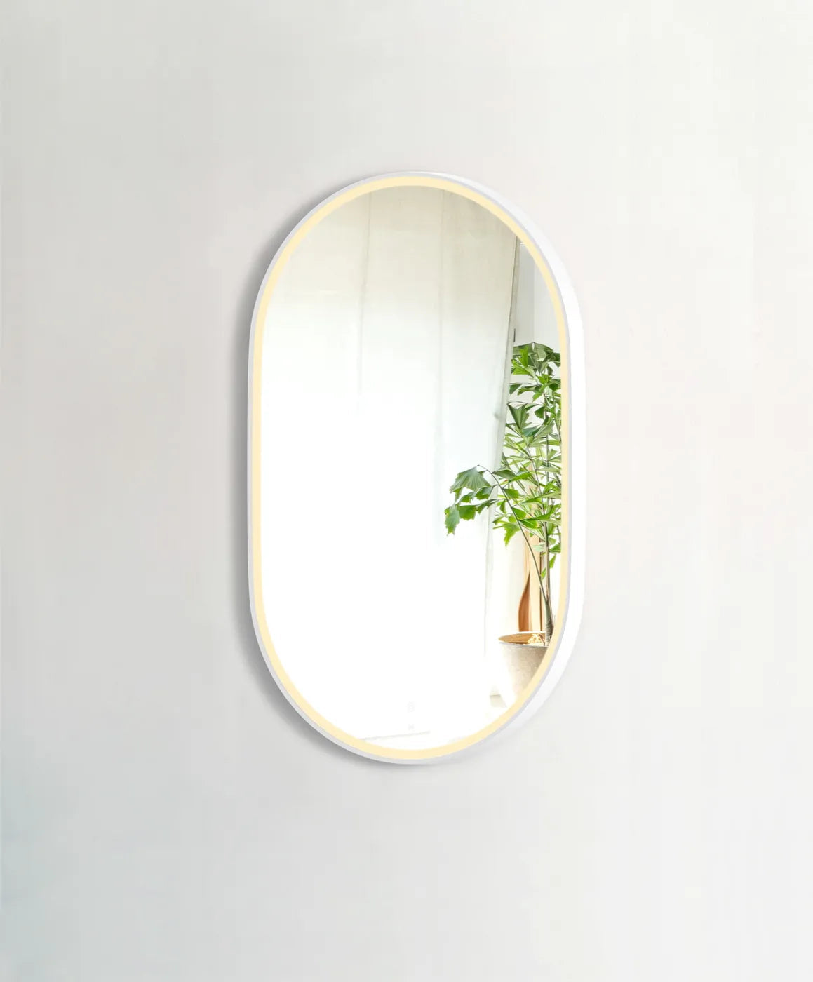 LED Noosa 900(H)x600(W) White Metal Frame Tuffi Mirror