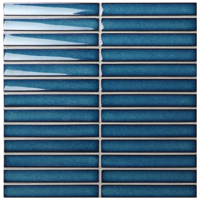 | Rakeen Concave Mosaic | Ocean Gloss Sheet Size - 293x296mm Chip Size - 20x145mm